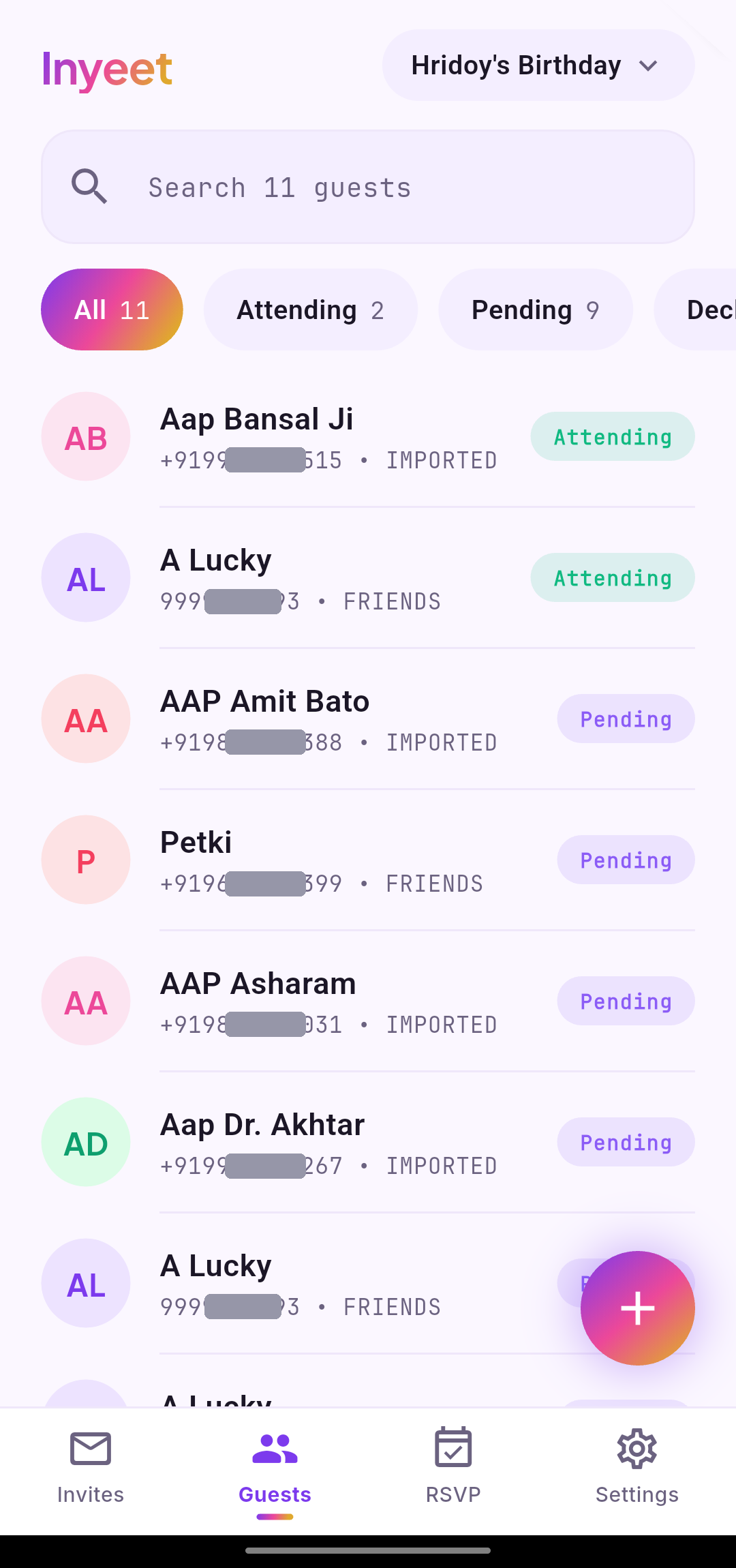 Your guest list, organised