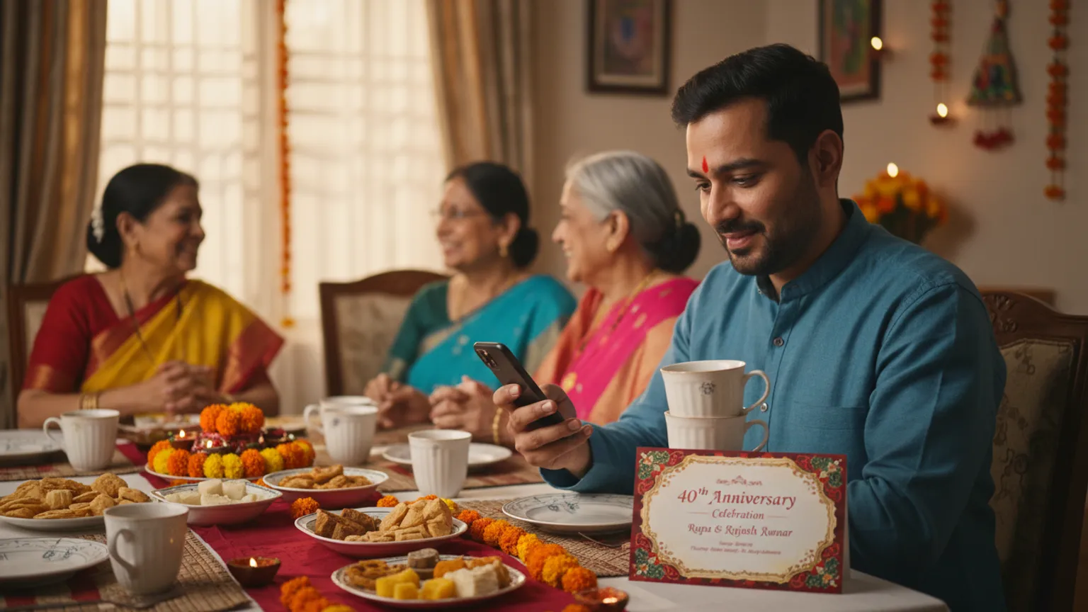 A first-time host planning an anniversary celebration at his family dining table